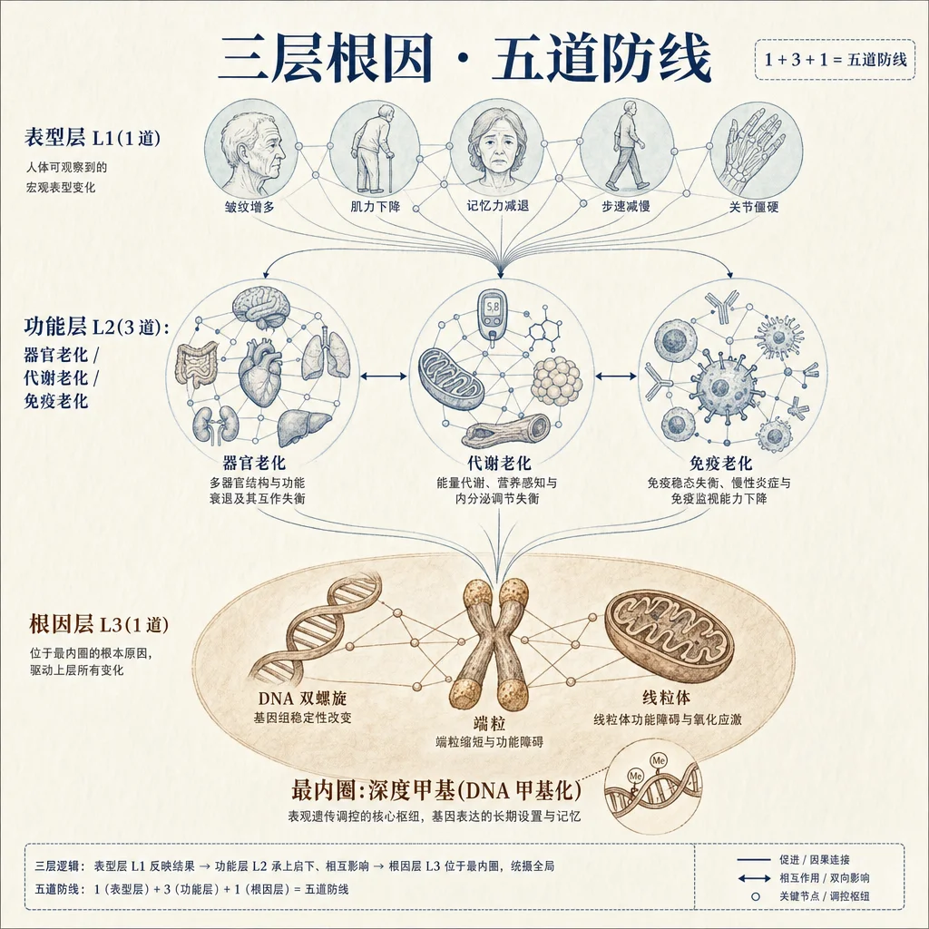 三层根因网络图：从表型到根因